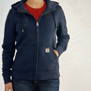 NWOT Carhartt Navy Zip-up Relaxed Fit Midweight Hoodie